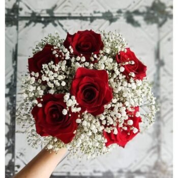 Red Rose & Baby Breath Bouquet