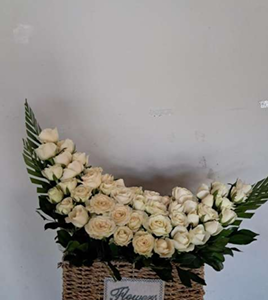 White Rose Basket Arrangement
