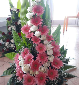 Pink Mixed Flower Triangular Bouquet