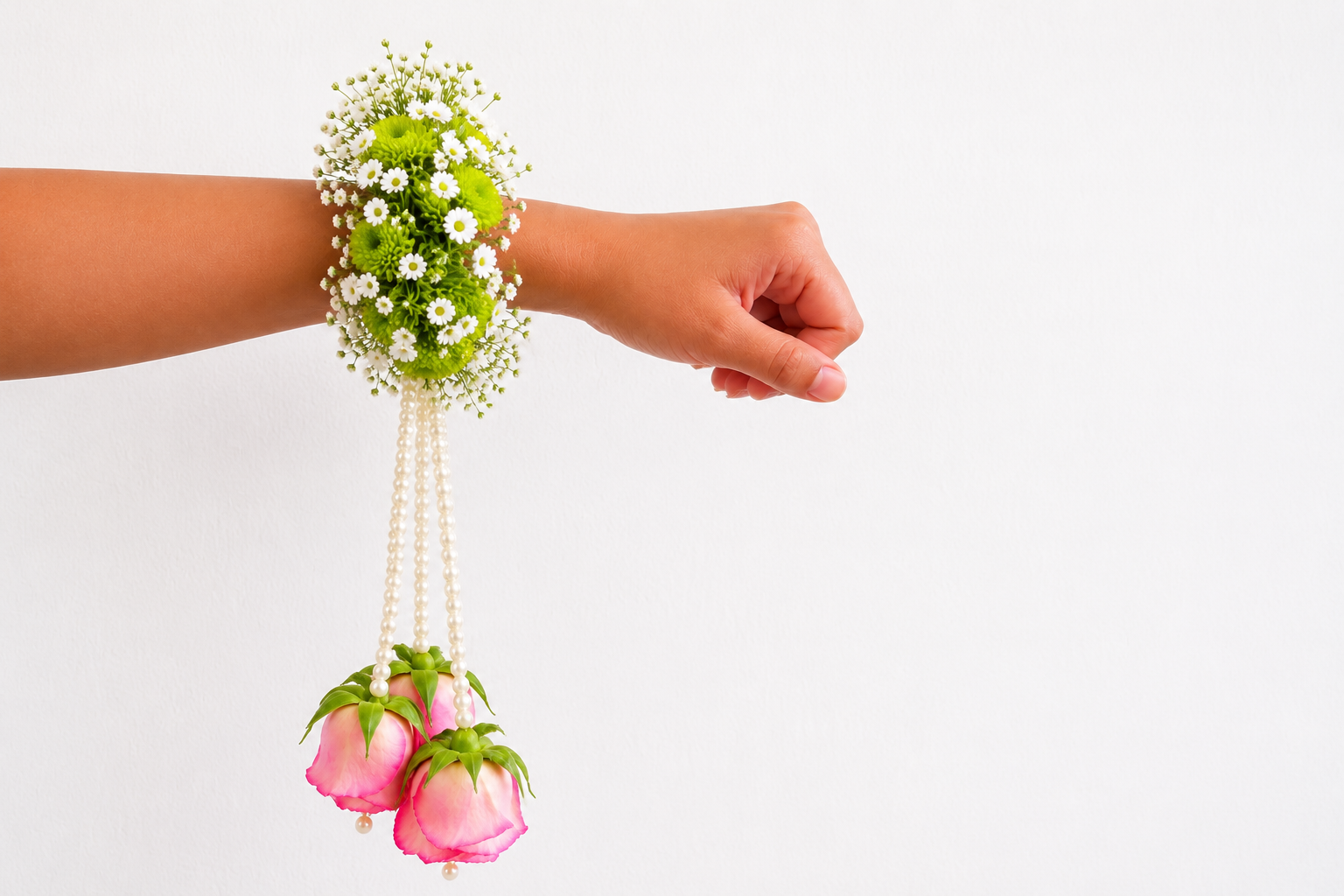 Pearl Floral Wrist Corsage Set - Image 2