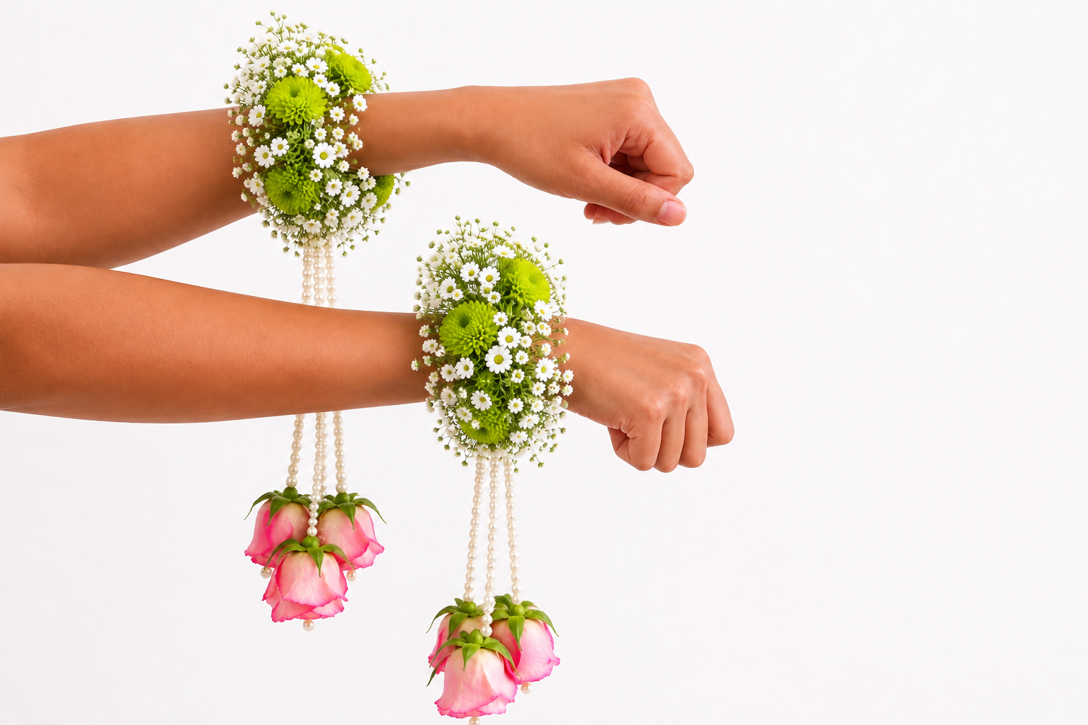 Pearl Floral Wrist Corsage Set