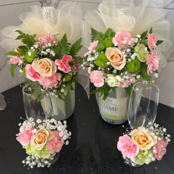 Blush & Bubbles – Floral Champagne Arrangement